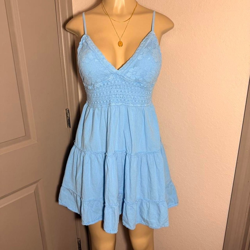 Blanco by Nature light blue dress with floral lace